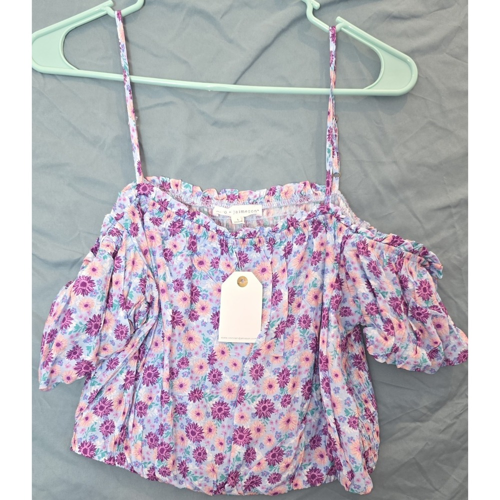 Coco + Jaimeson juniors' LARGE apparel Crop Purple Floral